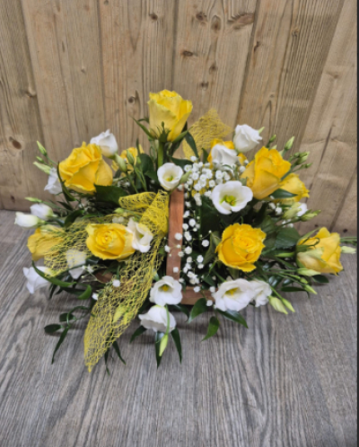 Sunny Yellow Rose Basket - 